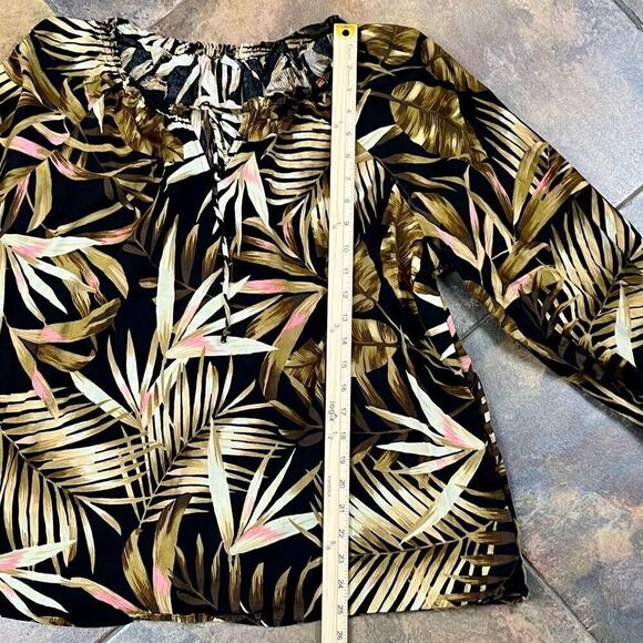 Old Navy Tropical Palm Leaf Peasant Blouse XL - Picture 7 of 11